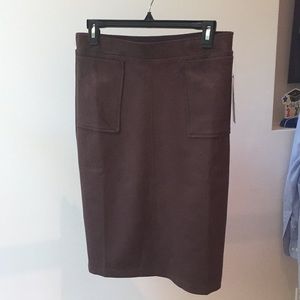 Brown skirt that opens in the back.